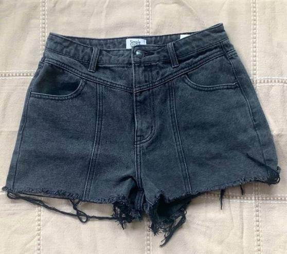 Simple Society Distressed Black Jean Shorts 