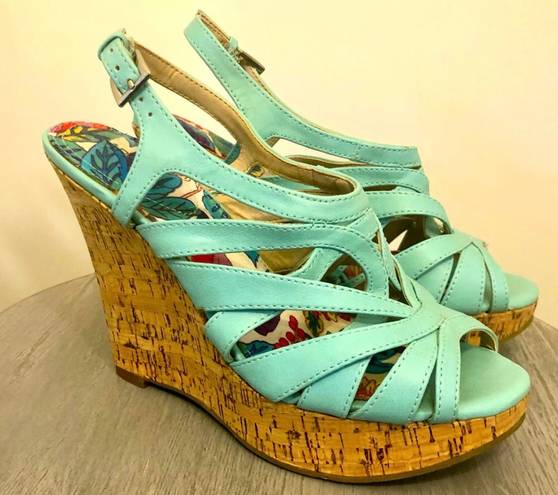 X-Appeal Teal Wedges Size 6.5