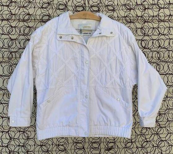 London Fog Vintage 90s  white lattice front bomber jacket