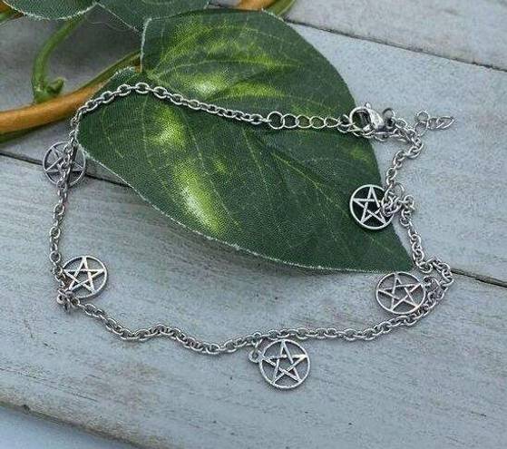 Stainless Steel Anklet With Pentacles Ankle Bracelet