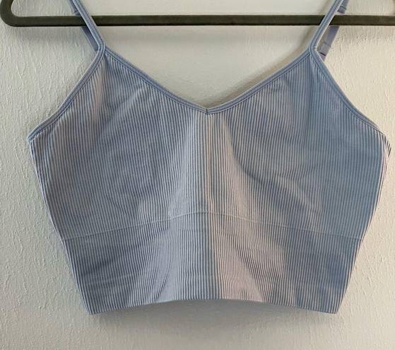 Zella Z by  Bralette Ribbed Seamless Longline Bralette in Blue Feather Sz L EUC