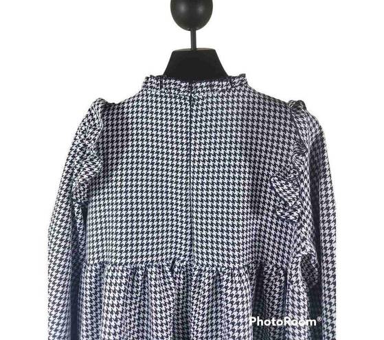 Boohoo  Dogtooth Frill Detail Smock Dress Women’s Size 8