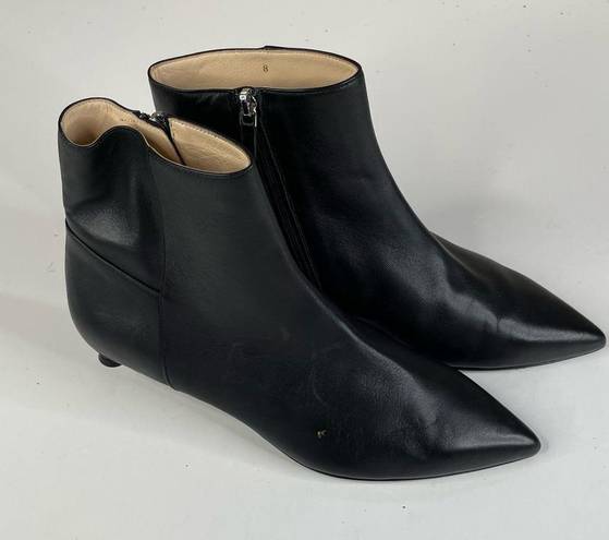 Everlane  The Editor Ankle Boots Black Leather Kitten Heel Size 8