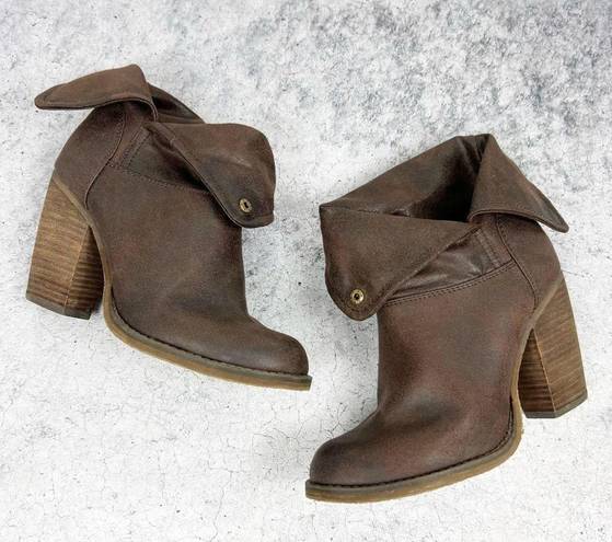 sbicca  Chord Fold-Over Boots Taupe Brown Heeled Size 7
