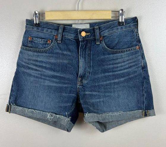 Everlane  Denim Short Size 27 Organic Cotton Cut Off Rolled Hem Mid Rise Blue