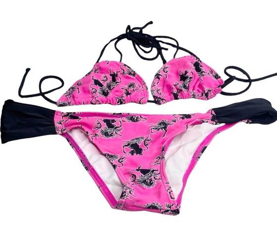 Joe Boxer new  ☼ Unicorn Print 2 Piece String Bikini Set ☼ Hot Pink ☼ Size XS