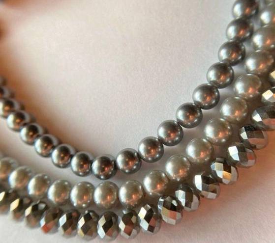 Krass&co The Roman  tri strand grey beaded necklace