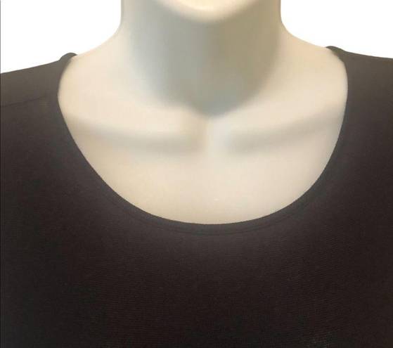 J.Jill  Long Line Slub Knit Top Medium Black Split Sides 3/4 Sleeve Career