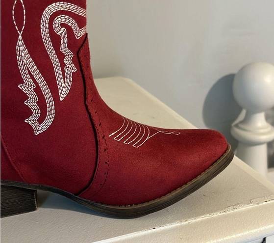 True Craft Red Cowgirl Boots Mid Calf Embroidered Western Cowboy Womens 6.5 New in Box