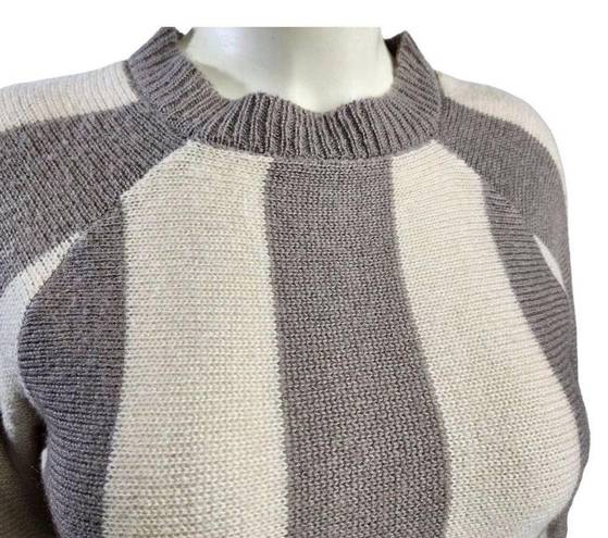 The Row Stone gray taupe and cream striped scoop neck light weight pullover sweater