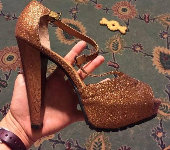 Bebe Bronze sparkle Cupid pumps