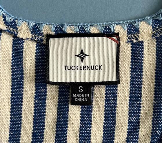 Tuckernuck  Sullivan Mini Blue Stripe Embroidered Canvas Caftan Dress