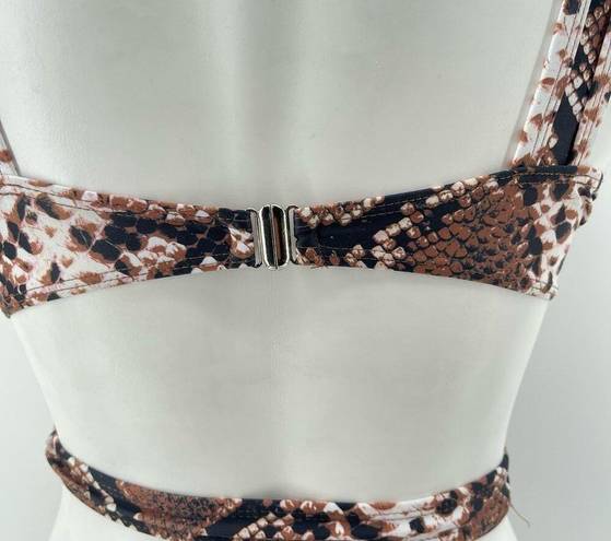 Matte Collection  Women’s Brown Snakeskin Mesh Cutout One-Piece Swimsuit Small