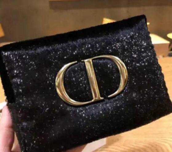 Christian Dior Dior Beaute  Black Velvet Travel Pouch Big Toiletry Clutch Cosmetic Bag