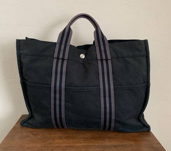 Hermès Hermes Canvas Herline Fourre Tout Large Tote Bag in Black 16.5” x 11”