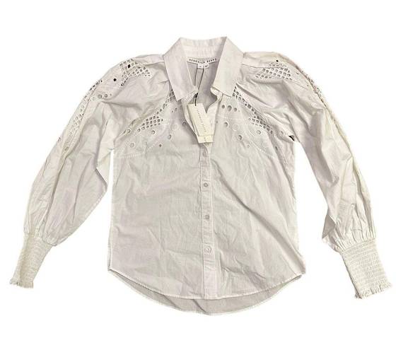 Veronica Beard NEW  Lilah Eyelet Button-Down Top White