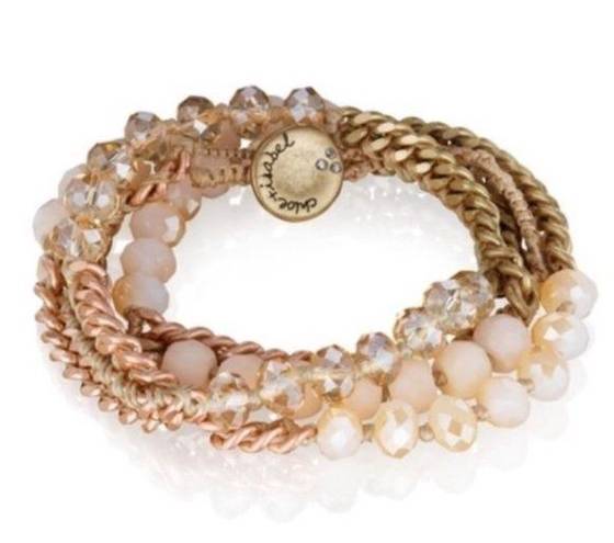 Chloe + Isabel  Bead + Chain Multi-Wrap Bracelet Blush B079PH NEW in Dust Bag