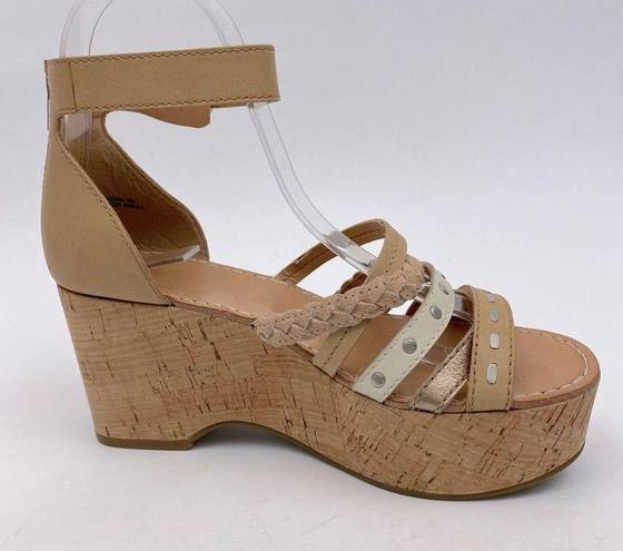 Frye  Leather/Cork Wedge Sandals Color Tan/ Brown SZ 6. NWOT