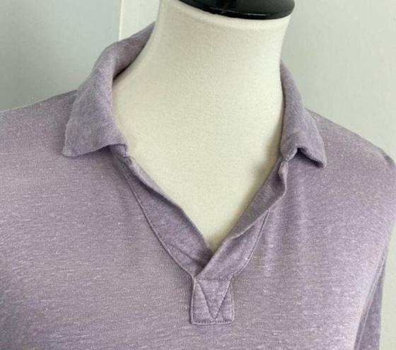 Vince  Linen Lilac Short Sleeve Collared Polo Shirt Top Small