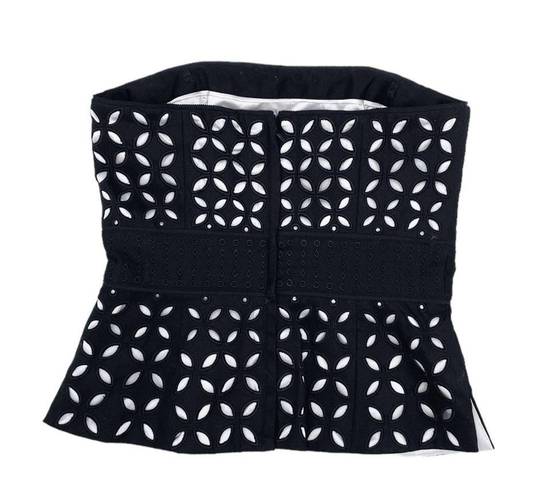 White House | Black Market  Black & White Eyelet Bustier Corset Tube Top Size 00