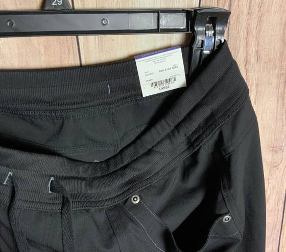 St. John’s Bay New w Tag St Johns Bay Black Active Pants w Bungee Cord Bottom Lg