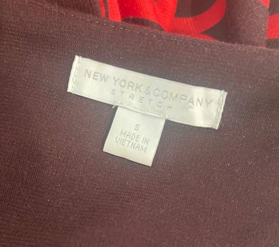 New York & Co. Women’s Red Printed 3/4 Sleeve Ponte Knit Dress Size Small 