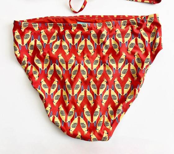 Modcloth [] Orange Retro Birds Print High Waisted Bikini The Carmen Franky Sz XL