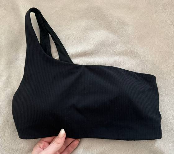 Lululemon Ribbed Nulu Asymmetrical Yoga Bra In Black