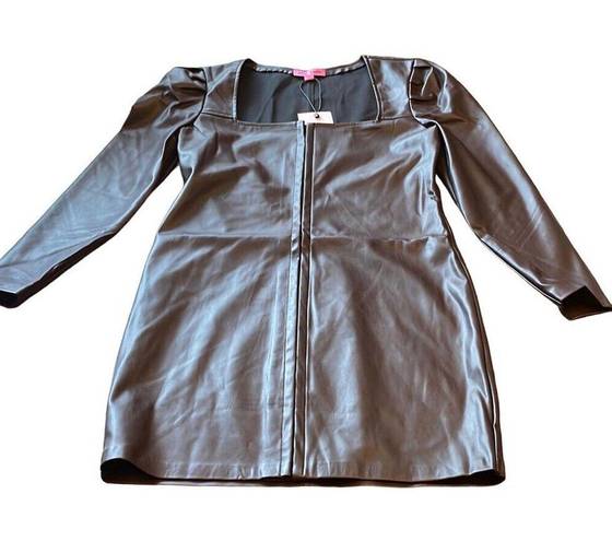 Betsey Johnson  | Hook Front Faux Leather Mini Dress | size 12