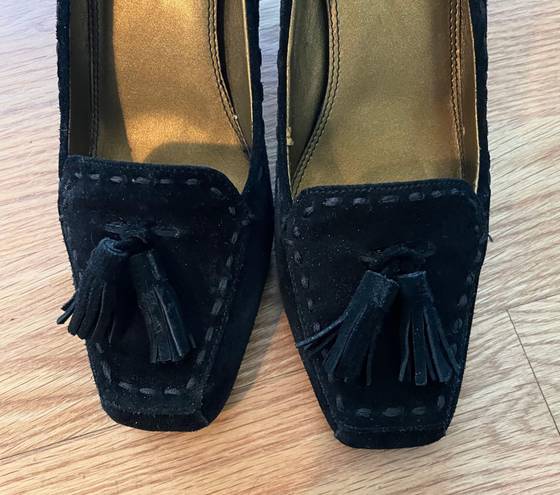 Unisa Black Suede Loafer Heels