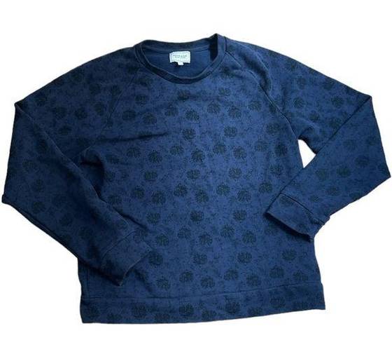 Frank And Oak  blue floral crew neck top size large