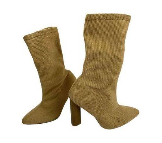 Qupid Quipid  mesh camel brown heeled boots size 8.5 womens