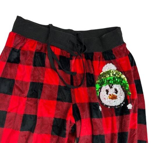 Wish Third  womens Medium Lounge Pants jogger Pajama buffalo plaid winter sequins