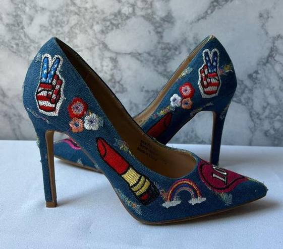 Penny Loves Kenny  Denim Patchwork Stiletto Pumps Size 7