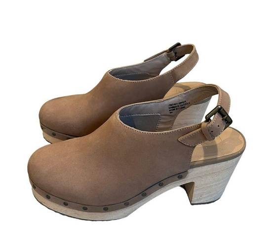 Loft  Slingback Leather Clogs, Sz 8