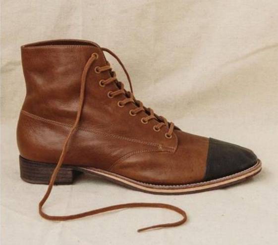 The Great 💕💕 The Cap Toe Boxcar Boot ~ Hickory Brown/Black 10 NWT