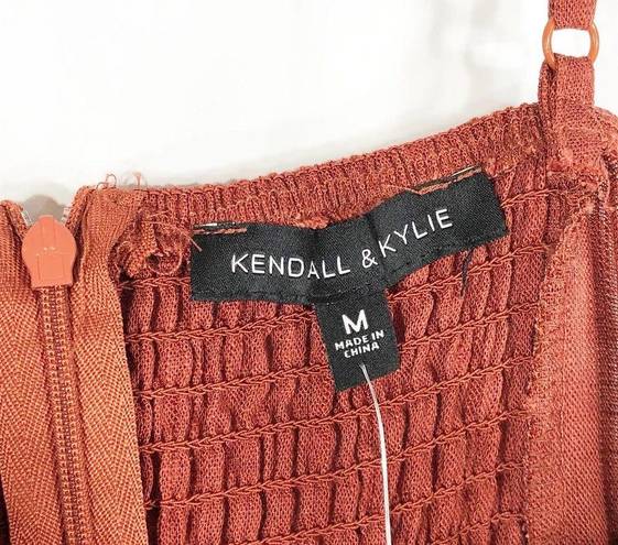 Kendall + Kylie Kendall Kylie Medium Dress Rust Orange Linen Sleeveless Spaghetti Strap Mini 706