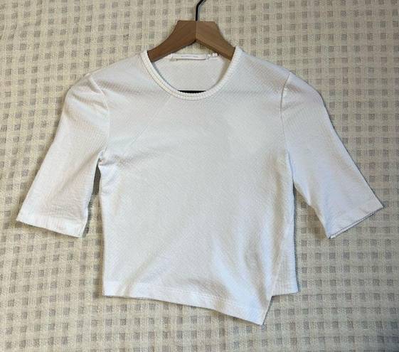 Helmut Lang NWT  White Asymmetric Rib-Knit Crop Top