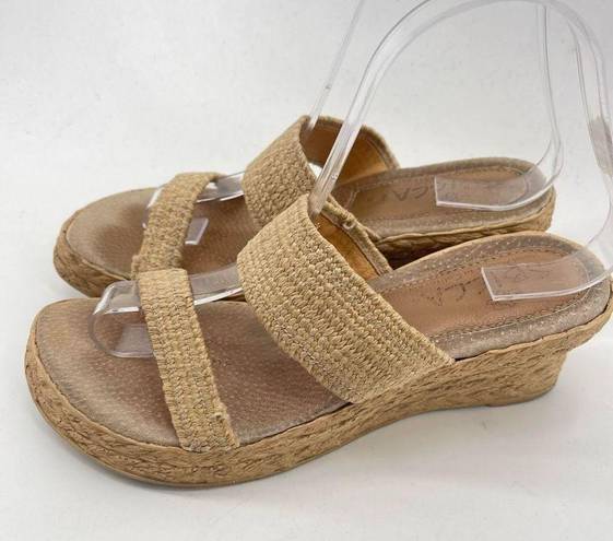 sbicca  Womens Jute Wedge Sandals Jute Platform Slip On 2.5" Heels Beige Size 8