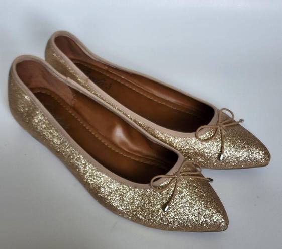 Candie's  Balero gold glitter bow flats size 9½