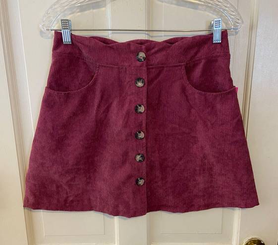 Amy Byer NWT  Magenta corduroy button down skirt