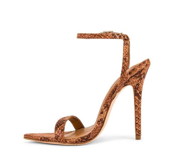 Michael Costello  Tan Snake Ankle Strap Sandal SIZE 7 Rhea Heel Python Stiletto