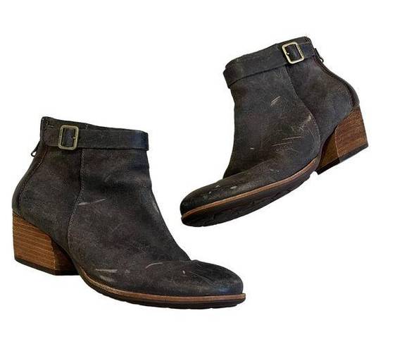 Kork-Ease Madelena Taupe Gray Ankle Booties, Back Zip, Distressed, Sz 7