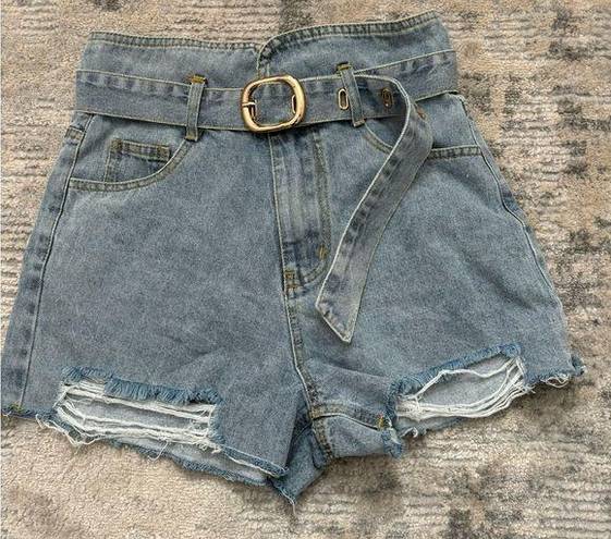 Kittenish Blue Jean Shorts with Belt Size S