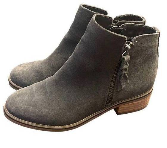 Blondo  Womens Suede Stacked Heel Side Zip Linda Waterproof Booties Gray Size 6.5