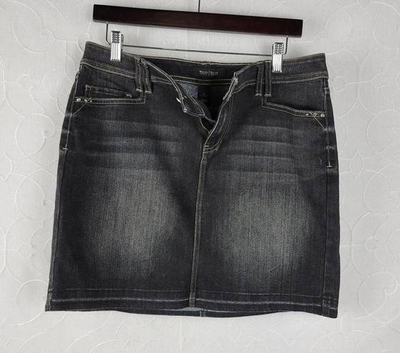 White House | Black Market  Womens Skirt Size 10 Black Denim Mini Faded Button Zip