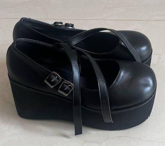 Black platform Mary Janes with buckles Size 8