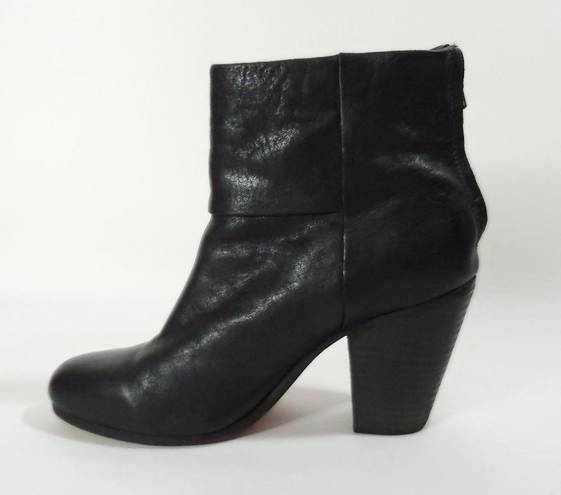 Rag and Bone  Newbury Black Leather Block Heel Boots