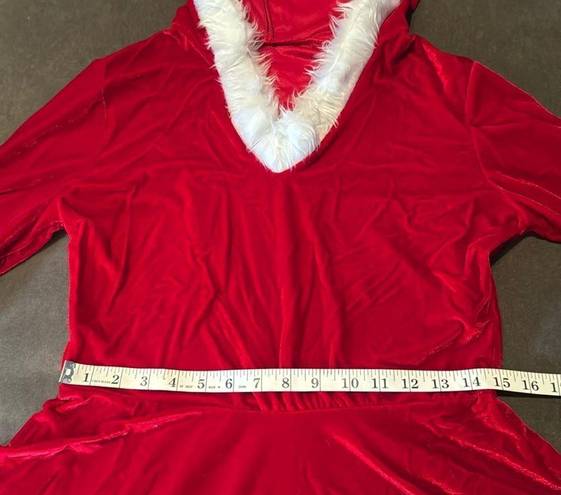 ma*rs Short Red Hooded Dress White Faux Fur Trim  Claus Santa Christmas Size M NEW