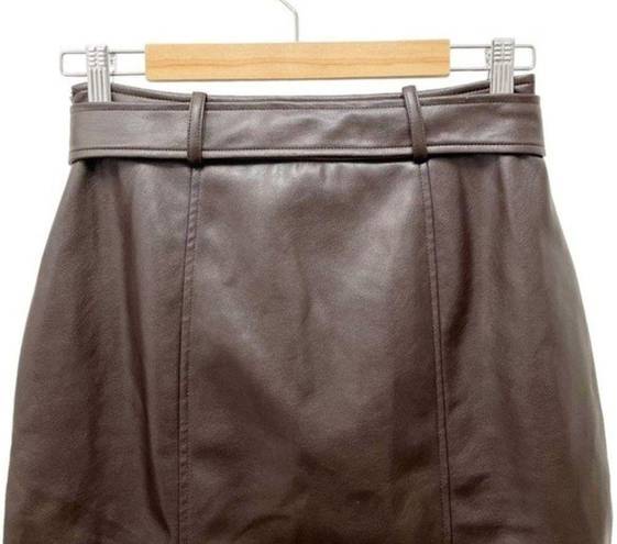 Bagatelle NWT  Collection Dark Brown Faux Leather Belted Pencil Skirt Size 4 NEW